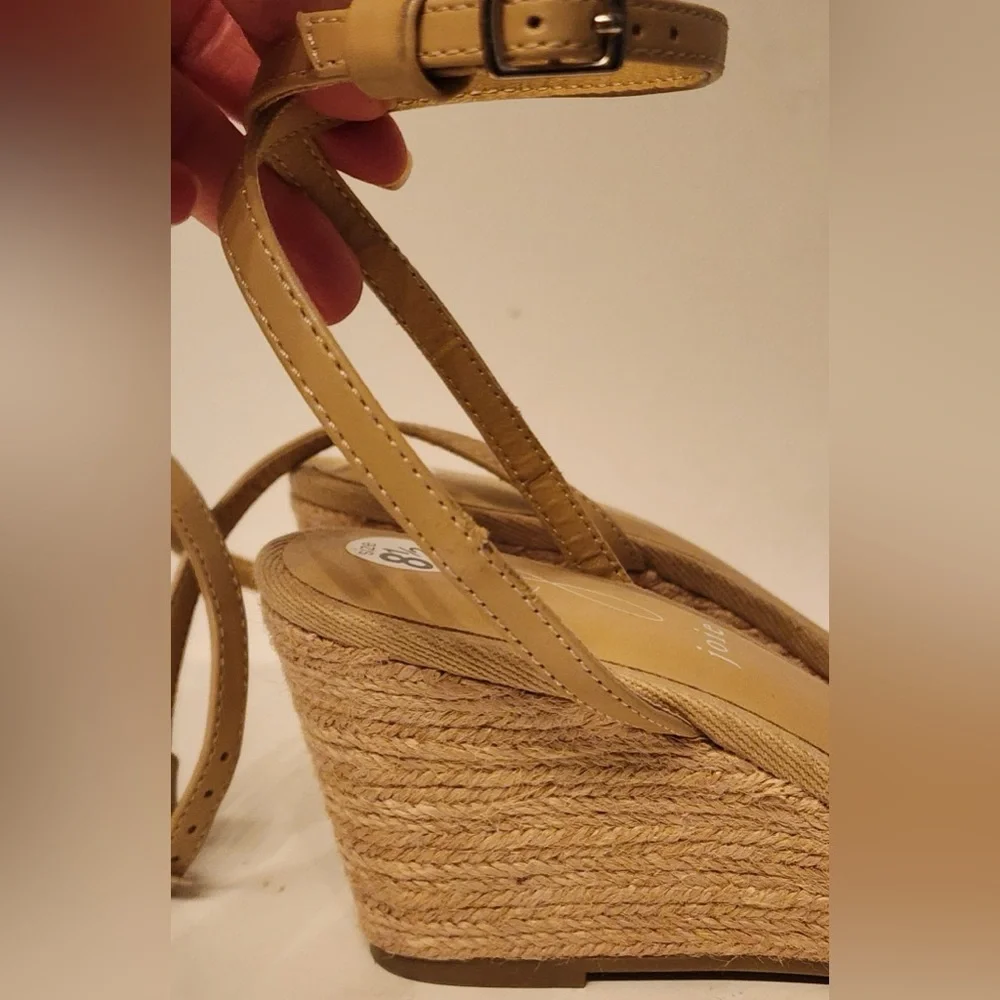 Joie Lila Wedge Leather Sandals Women’s Tan Size 8.5